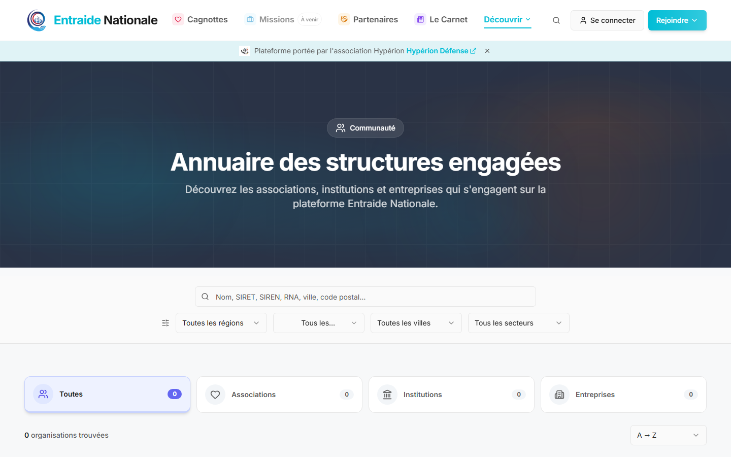 Directory of associations, institutions and companies engaged on the platform